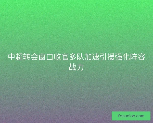 中超转会窗口收官多队加速引援强化阵容战力